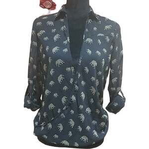 Japna XS Sheer elephant print hi lo top